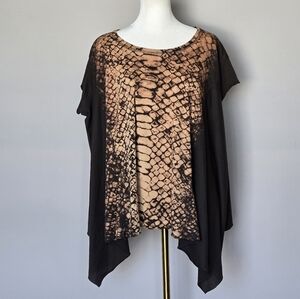 All Saints Asymmetrical Boho Lagenlook Cotton Modal Snake Print Oversized Top